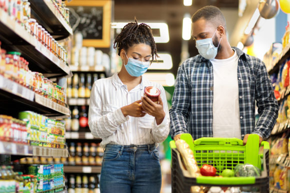 family buying groceries